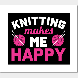 Knitting makes me happy (white) Posters and Art